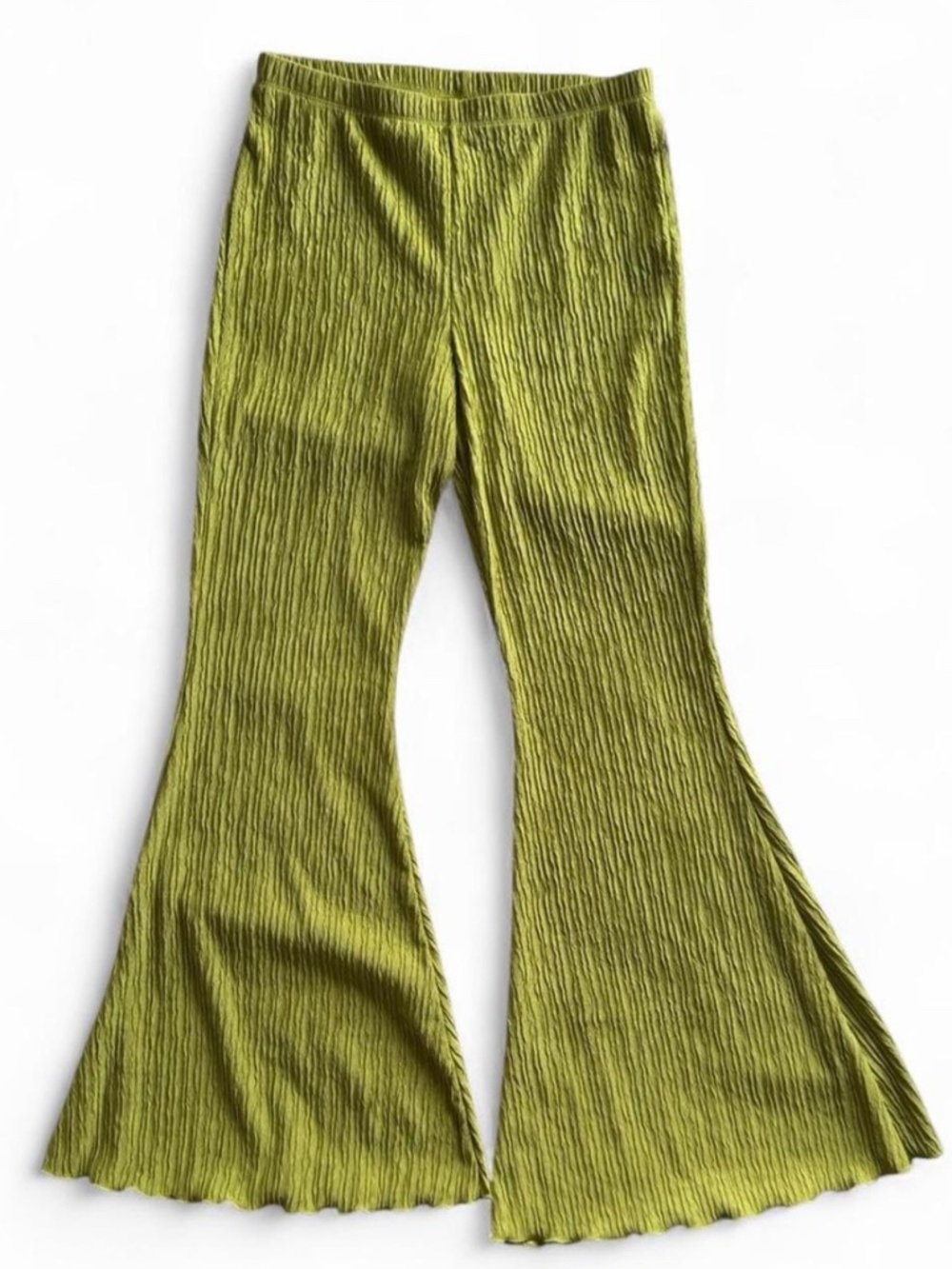 Wild Fable Green Plissé Flares